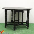 Mesa de comedor de madera flexible redonda de mesa negra